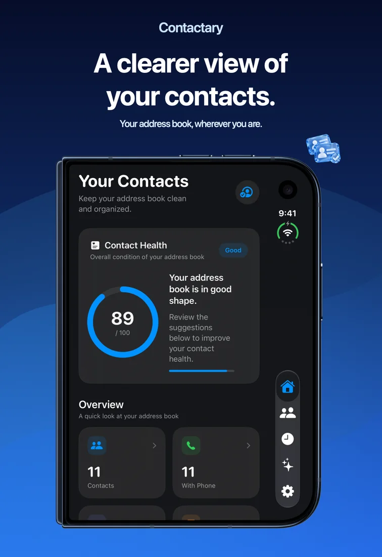 Contactary on iPhone Duo: A clearer view of your contacts.
