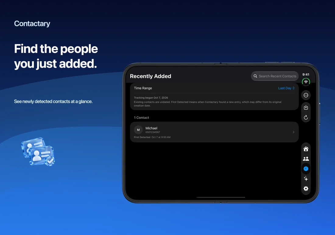 Contactary on iPhone Duo: Find the people you just added.