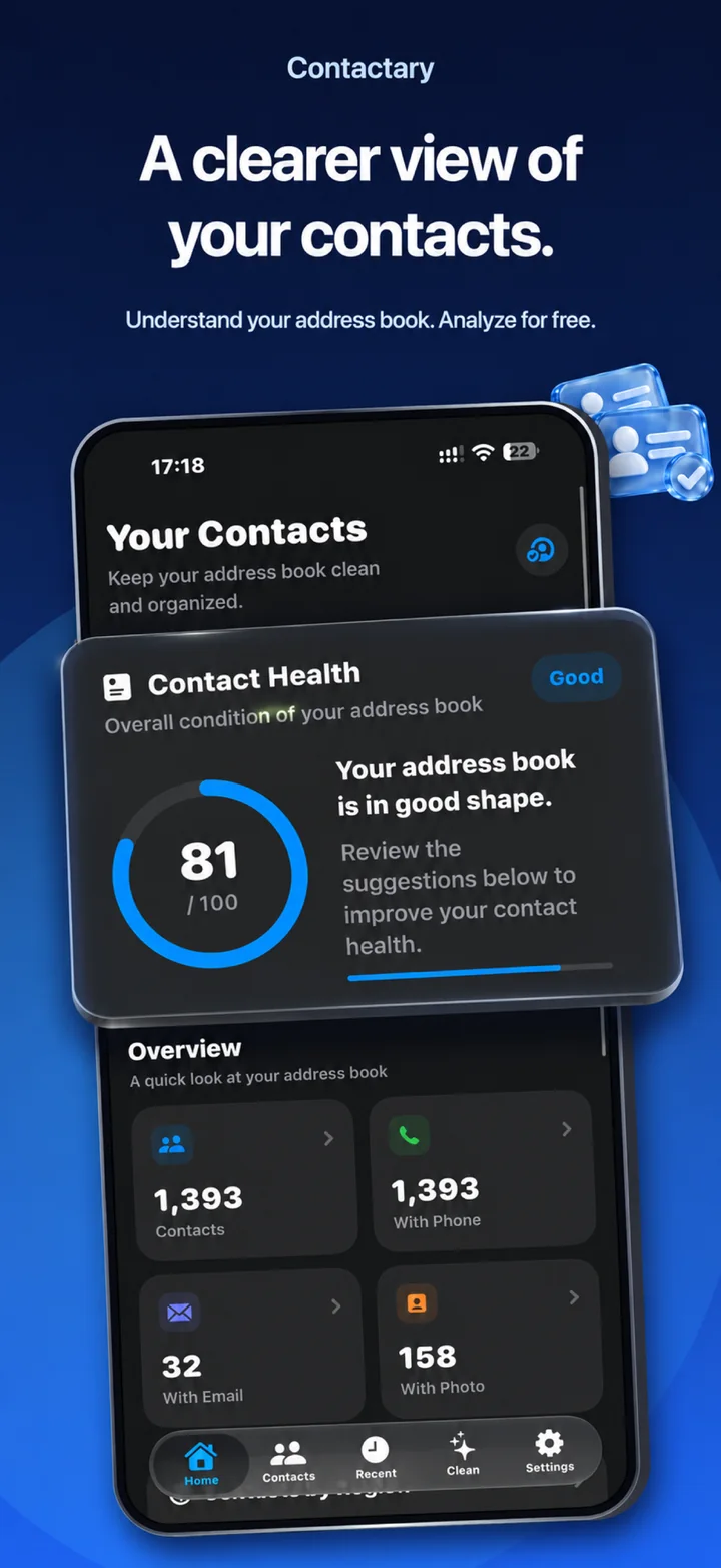 Contactary on iPhone: A clearer view of your contacts.
