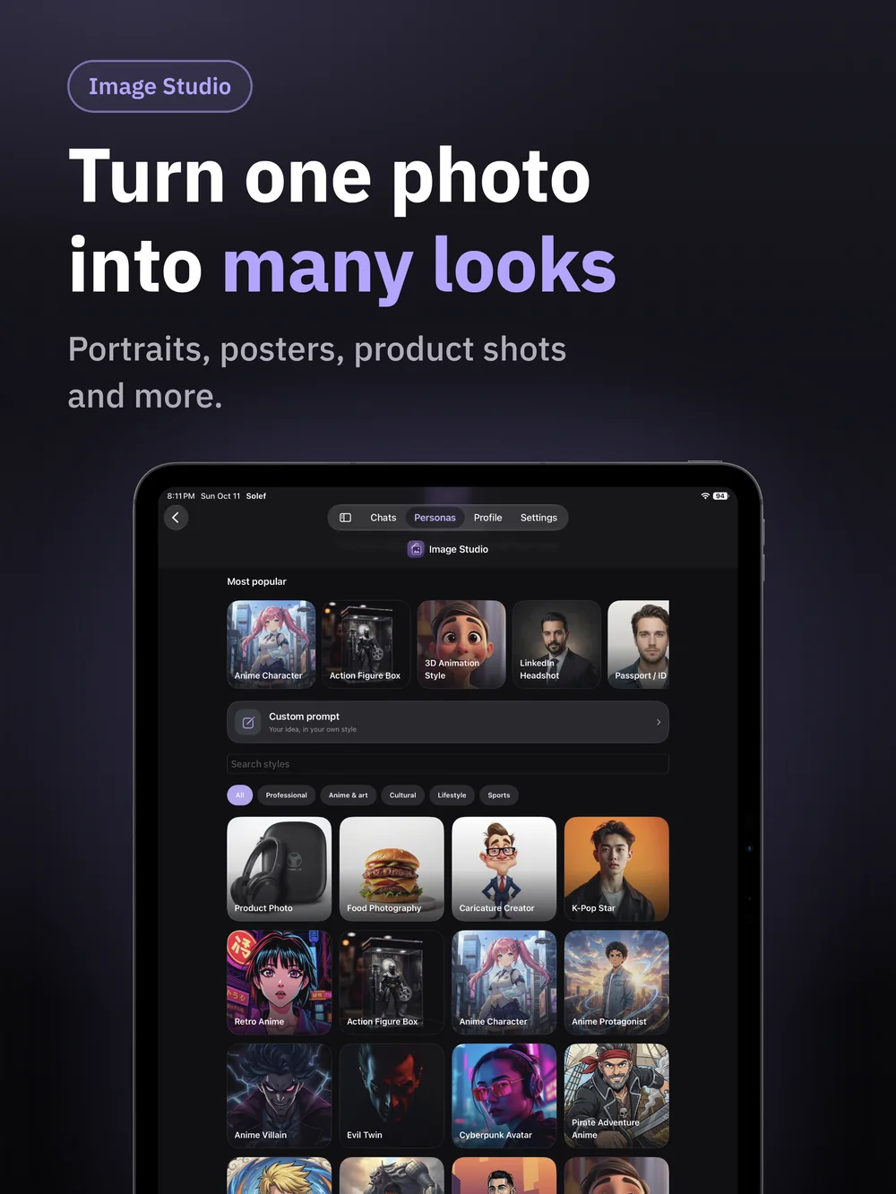 Solef on iPad: Turn one photo into many looks