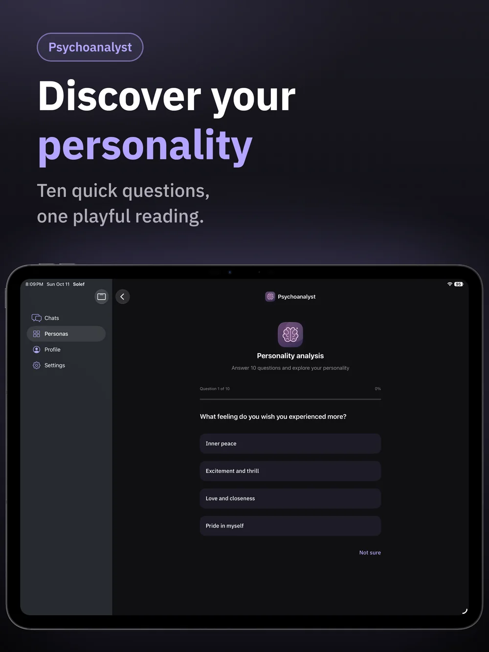 Solef on iPad: Discover your personality