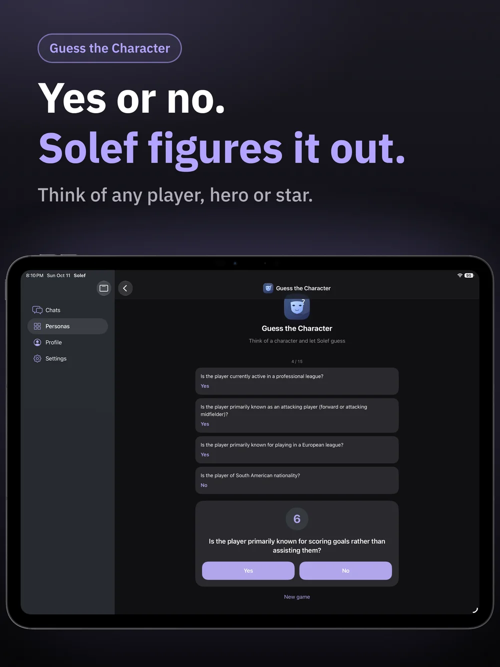 Solef on iPad: Yes or no. Solef figures it out.