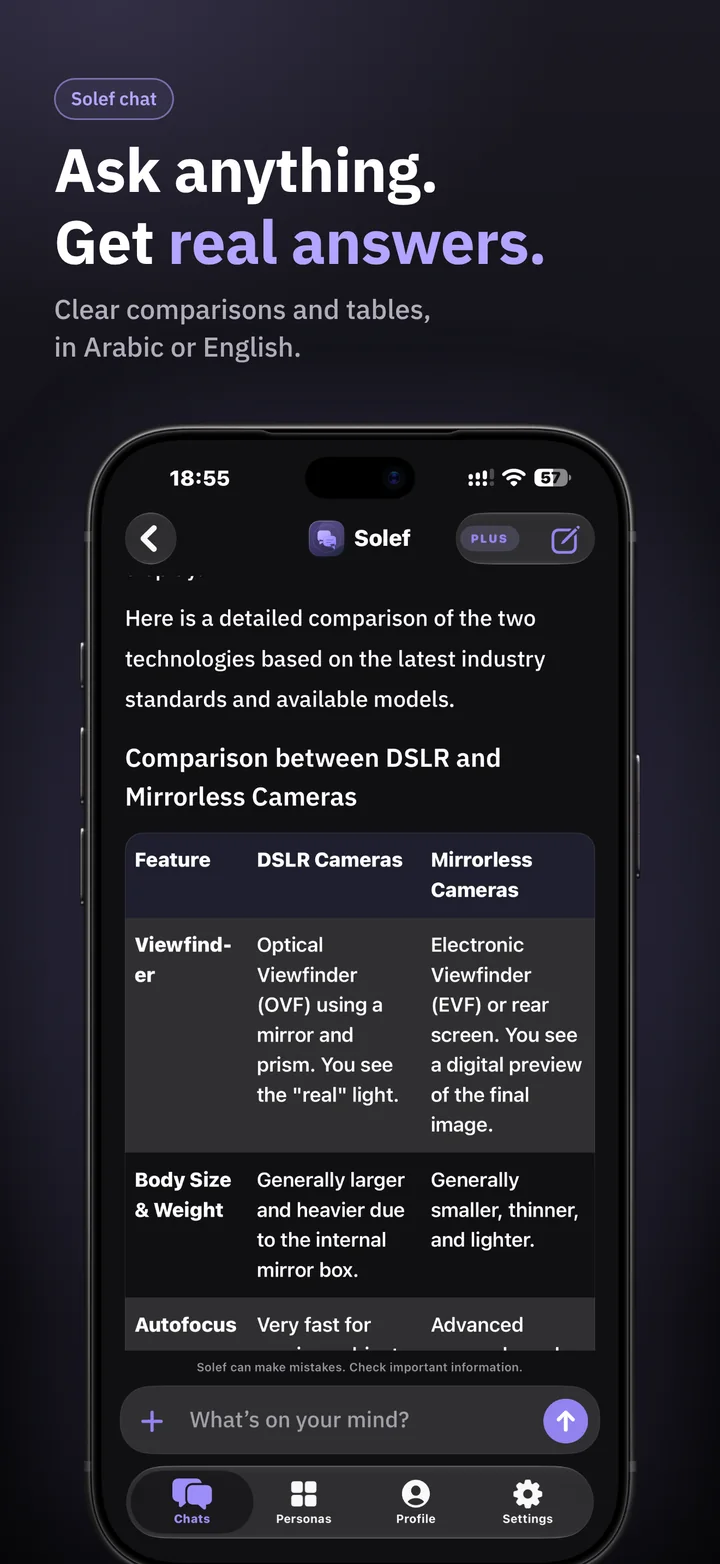 Solef on iPhone: Ask anything. Get real answers.
