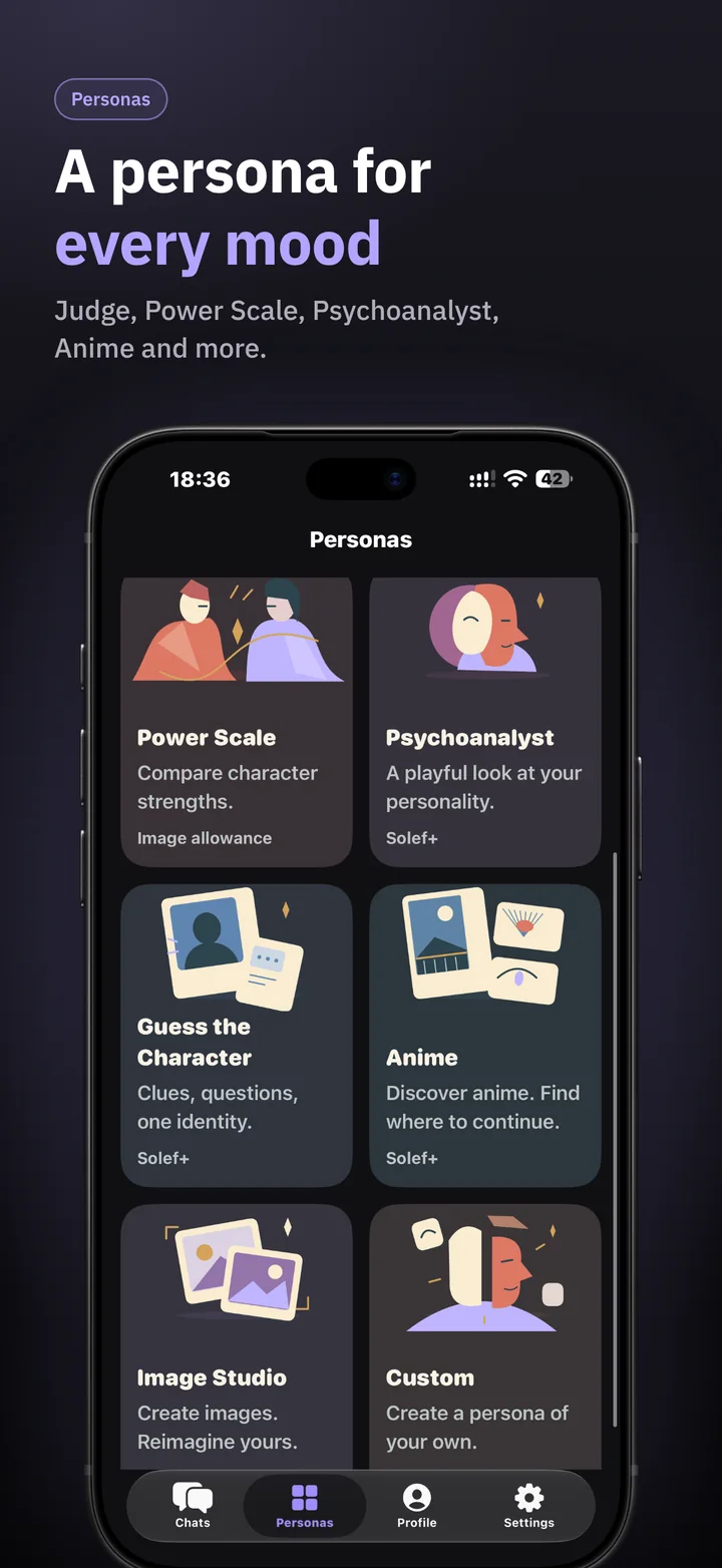 Solef on iPhone: A persona for every mood