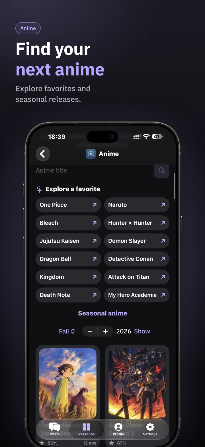 Solef on iPhone: Find your next anime